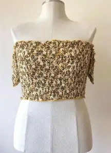 Xhilaration Dainty Floral Yellow Smocked Tube Top