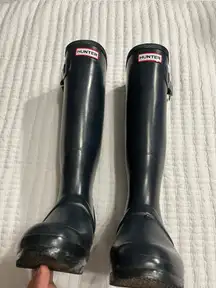 Dark blue tall hunter boots