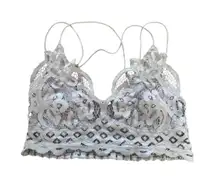 Free People Adella Bralette Crop Top Lilac Lace Boho Festival XL