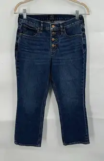 J. Crew Factory Jean Women 26P Blue Wash Mid‎ Rise Flare Crop Bohemian Preppy