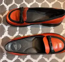 Dansko Red Black Vintage Mary Jane Mules sz 39 US sz 8-9 contrast bow and trim