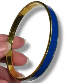 Vintage Monet Womens Bangle Bracelet Slip On Blue Gold Fashion Jewelry
