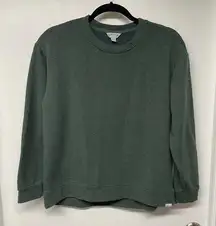 Orvis Classic Collection Womens Olive Green Cropped Pullover Sweatshirt Small