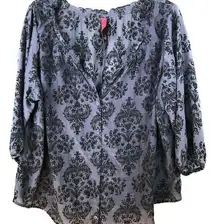 Pure Energy Paisley Print Blouse Black Purple