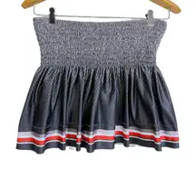 Lucky In Love High Tech Smocked Skirt Womens Size Medium Grey Diamond Geo Stripe