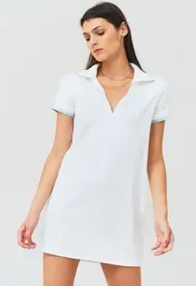 Addison Bay Women's Easy Polo Dress White with Blue Trim Size Small‎ NWT