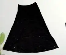 Vintage Liz Claiborne Black Sequined Maxi Skirt Size 6 Embroidered Floral READ