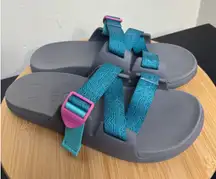 Chaco Chillos Women's 12 Blue Gray Double Strap Sport‎ Slides Sandals Adjustable