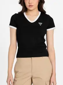 Guess Black and White V-Neck Tee