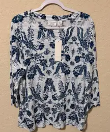 Calypso St. Barth Blue Floral Blouse