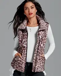 CAbi  Juliet Puffer Vest in Leopard Print Size S