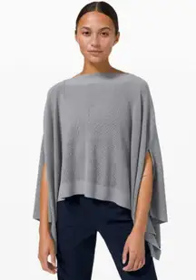 Lululemon Forward Flow Poncho Womens One Size Gray Cashmere Blend Waffle Knit