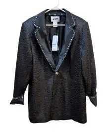 ML Studio Womens Black‎ Suit Jacket Coat Blazer Size 20W Removable Collar