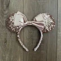 Minnie Mouse rose gold headband bow sequin ears