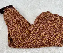 Free People Bennie Leopard Print Button Fly Wide Leg Pants Sz 4 Boho Indie Art