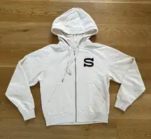 Stori- Seek Zip Up Hoodie in Cream and Red