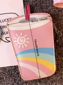 Kawaii Pink Tumbler Cup Coin Purse Rainbow Drink Pouch Cute Mini Wallet Keychain