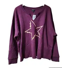 Torrid size 3 purple lightning star relaxed fit cozy fleece sweater nwt