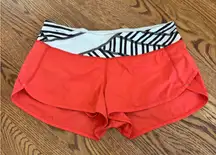 Lululemon Red Athletic Speed Up 2.5” Shorts with Striped Waistband
