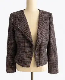 White House Black Market WHBM woman’s tweed moto blazer size 4