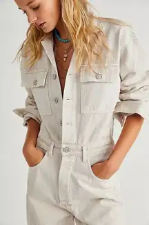 Citizens of Humanity Liu Denim Straight-Leg Jumpsuit Size XS Khaki Coveralls‎