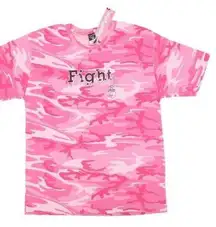 NWT Pink Camo Fight Like A Girl Short Sleeve Breast Cancer Awareness T-Shirt L