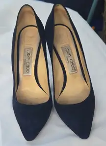 Jimmy Choo Navy Blue  Heels Classic Pointed-Toe