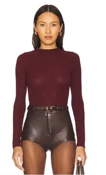 Revolve burgundy sheer long sleeve