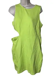 VICTOR GLEMAUD Cutout Sheath Crew Neck Mini Dress XL Bodycon Dress Neon Green