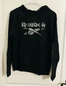 Brand New Reebok Logo Black Vector Hoodie For Women‎ Size Small Pullover Hoodie