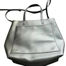 Madewell Women's black faux Leather Tote Bag with‎ Sturdy Handles