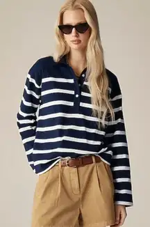 J. Crew Mariner Long Sleeve Polo Tee Shirt in Stripe