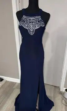 Windsor  Dark Blue Beaded Formal Prom Dress