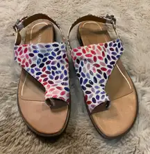 Vionic Sandals Citrine Ella Flats Size 8 Comfort Multi‎ Color Leather Sling Back