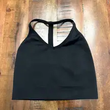 Spiritual Gangster Ribbed T-Back Crop Tank - Black (Size XS/S)