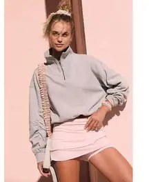 NEW Free People FP Movement Valley Girl Pullover Heather Gray Cotton Sweatshirt