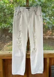 Aeropostale Women's 90's Baggy Distressed Jeans White Size 12R