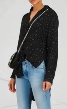 RAG & BONE | 1/2 Button Ari Blouse Top in Black & White Cross Print Sz. Large