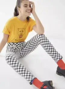 Twig High-Rise Skinny Jean Black White Checkered Zip