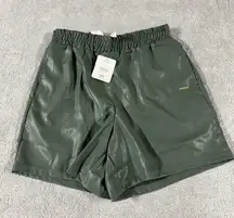 Fabletics Womens Vegan Leather‎ Shorts M Olive