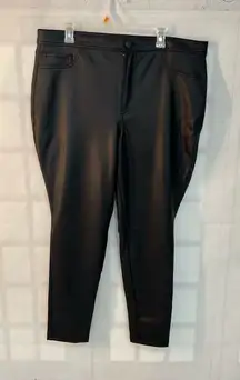 Express Black Solid Stretchy Ankle Faux Leather Pants Size 18