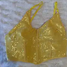 SheIn  Yellow Sequin Corset Crop Top