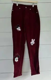 Disney Women’s 1 Hot Topic Maroon Mickey Mouse Logo Pants