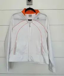 Nike Women’s White Orange Large Y2K Zip Up Jacket 2000s Vintage 90s