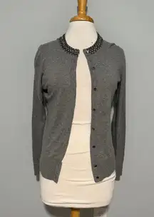 Gray Silver Sequin Cardigan Sweater