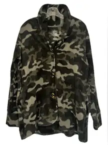 Cuddl‎ Duds Fleecewear Women’s Size M Bonded Sherpa Snap Front Jacket Olive Camo