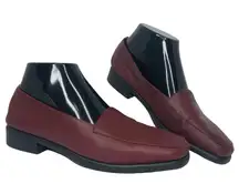 Aerosoles Red Wine Square Deal Soft Leather Loafers - Size 7.5 - Women