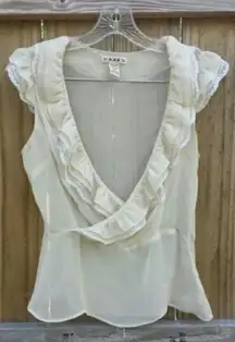 cream chiffon top with lace