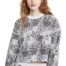 JOIE Jeyne Black & White Animal Leopard Print Sweatshirt