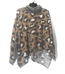 Animal Print Poncho Style Sweater Women’s M/L